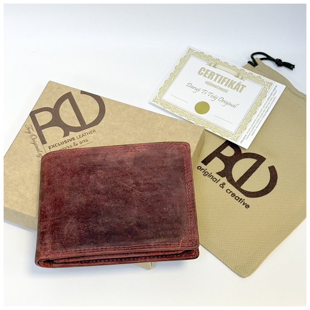 Luxusní vínová kožená peněženka s monogramem